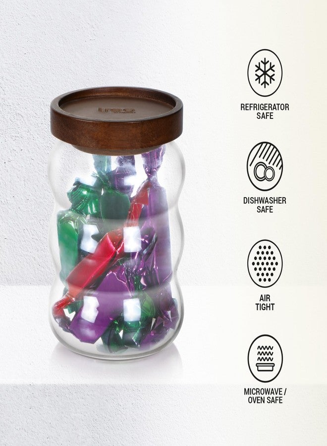 تريو مرطبان تخزين Treo by Milton Belly بغطاء خشبي، 500 مل، شفاف | مرطبان تخزين | آمن للاستخدام في الثلاجة | محكم الإغلاق | آمن للاستخدام في غسالة الصحون والميكروويف | خفيف الوزن - Image 4